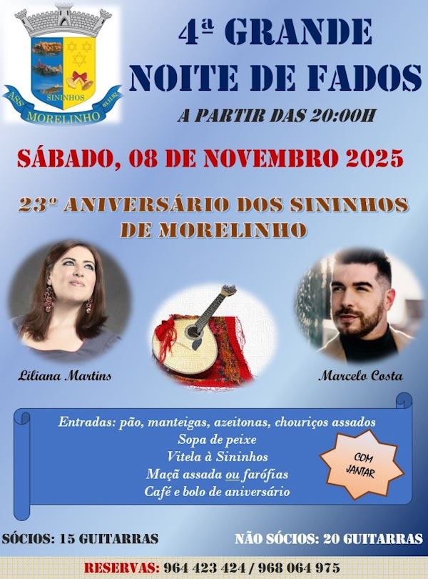 Noite de Fados - Sininhos de Morelinho Noite de Fados - Sininhos de Morelinho