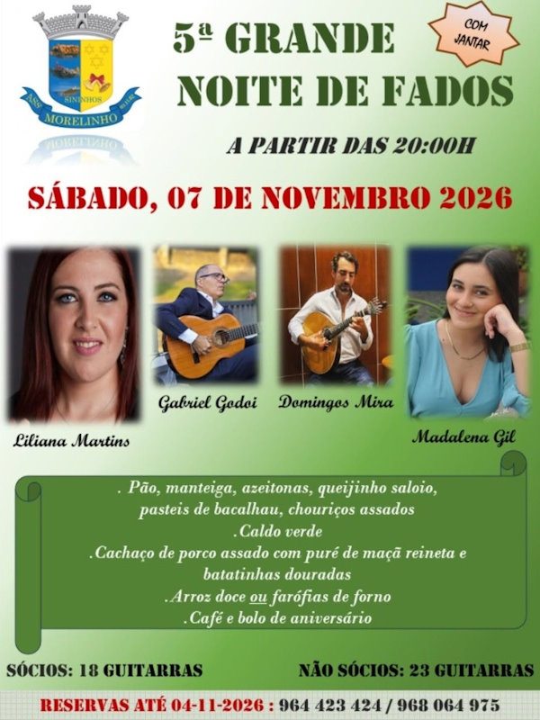 Noite de Fados - Sininhos de Morelinho Noite de Fados - Sininhos de Morelinho