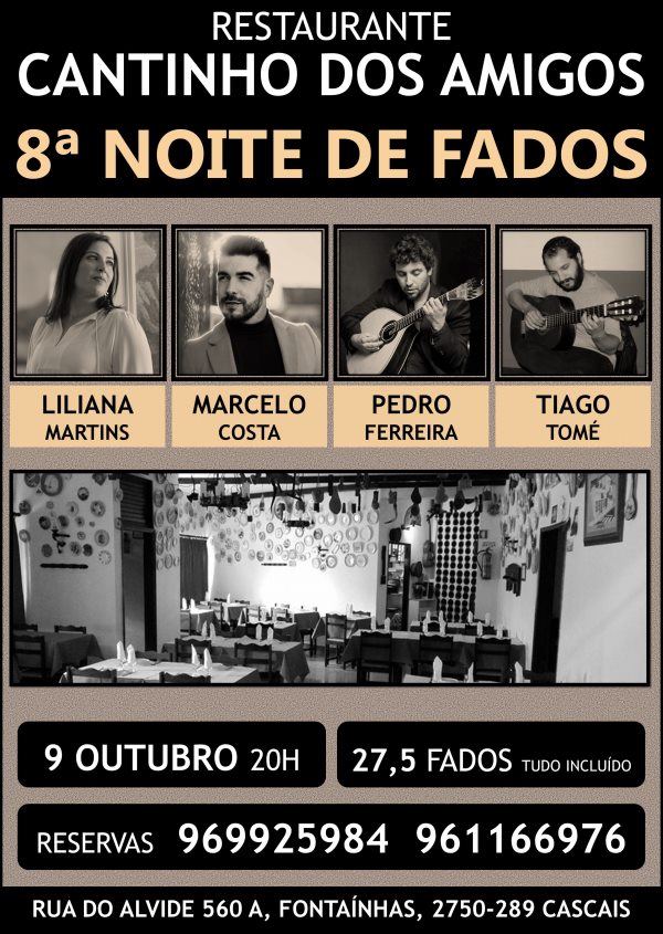 8ª Noite de Fados - Restaurante Cantinho dos Amigos 8ª Noite de Fados - Restaurante Cantinho dos Amigos
